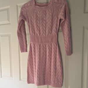 SHEIN Soft Pink Cable Knit Sweater Dress